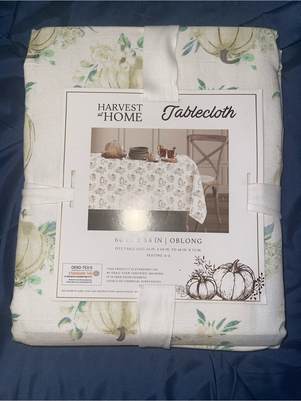 Cream Pumpkin Floral Oblong Tablecloth